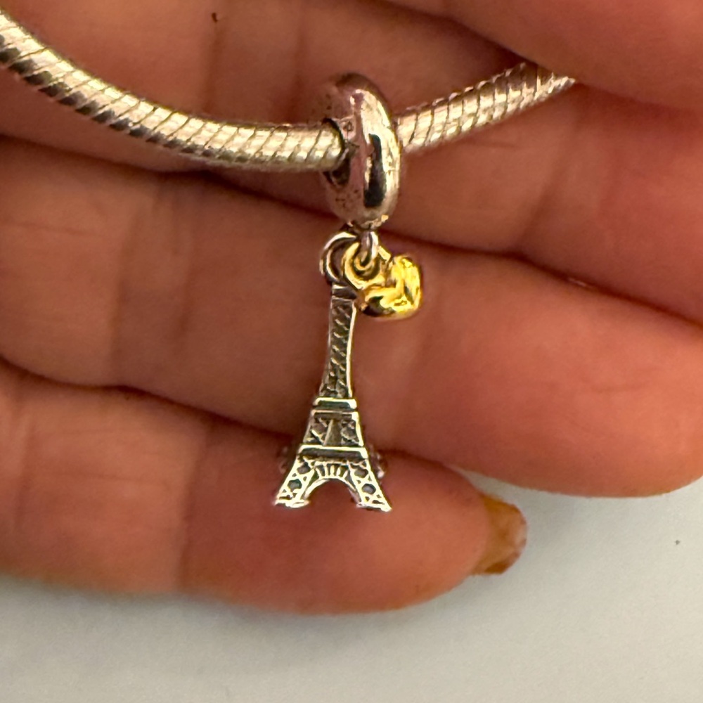 Pandora Silver Eiffel Tower Charm With Gold Accent View 2